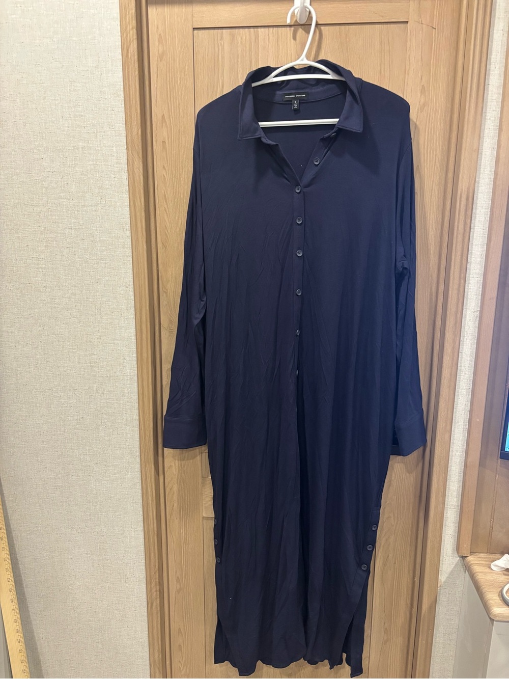 Universal Standard Sally Liquid Jersey Shirt Dress Size S Navy Maxi